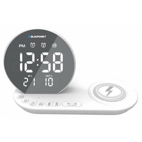 FM PLL clock radio/ALARM/USB/CR85WH Charge/Wireless charging/Indoor/outdoor temperature/white/CR85WH CHARGE