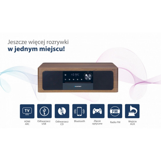 Micro system all-in-one Bluetooth, HDMI ARC, Optical CD input/MP3/USB/AUX/Clock/Alarm