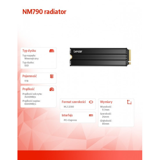 SSD drive NM790 1TB radiator PCIeGen4x4 7400/6500MB/s