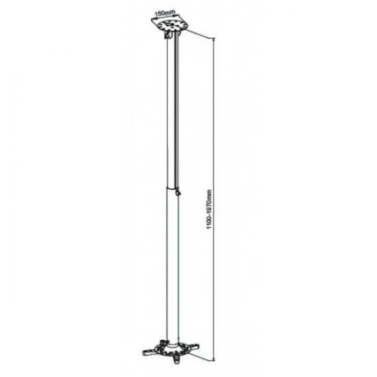 Arm for projector 110-190cm ceiling, 15kg, silver