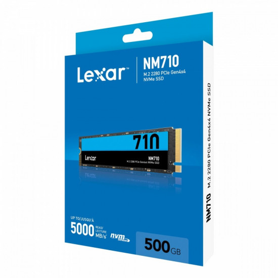 SSD|LEXAR|NM710|500GB|M.2|PCIe Gen4|NVMe|Write speed 2600 MBytes/sec|Read speed 5000 MBytes/sec|2.45mm|TBW 300 TB|MTBF 1500000 hours|LNM710X500G-RNNNG