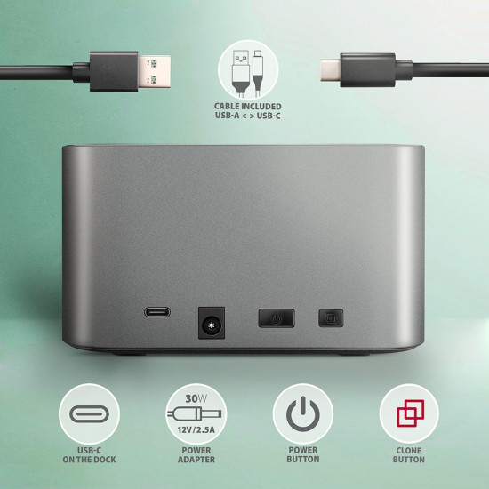 ADSA-DC docking station SATA 2.5/3.5 2x HDD/SSD