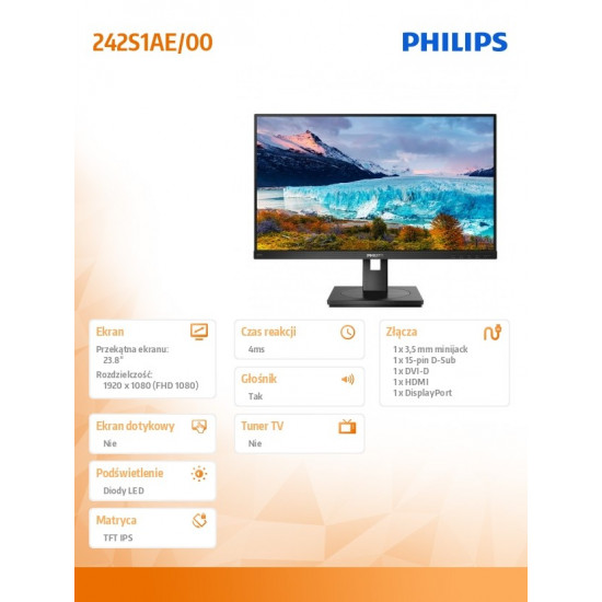 242S1AE 23.8 IPS DVI HDMI DP Pivot