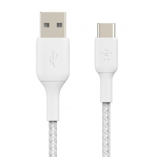 Cable Braided USB-C USB-A 15cm White