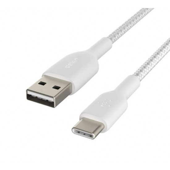 Cable Braided USB-C USB-A 15cm White