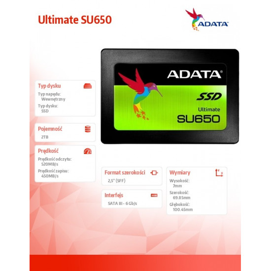 SSD Ultimate SU650 2TB SATA3 520/450 MB/s