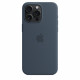 Silicone case with MagSafe for iPhone 15 Pro Max - storm blue