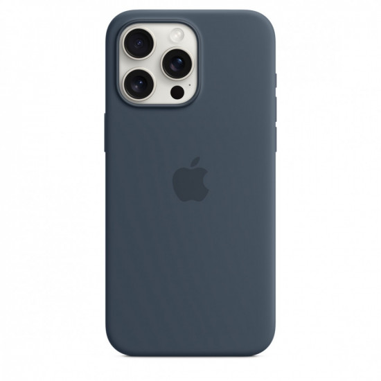 Silicone case with MagSafe for iPhone 15 Pro Max - storm blue