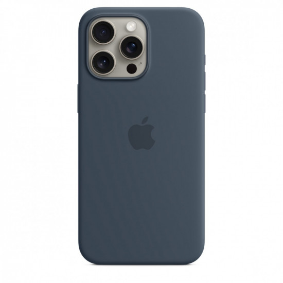 Silicone case with MagSafe for iPhone 15 Pro Max - storm blue