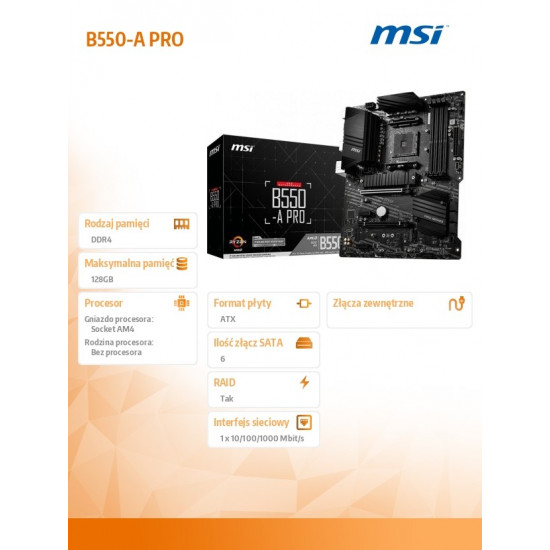 B550 A-PRO AM4 4DDR4 HDMI/DP M.2 ATX