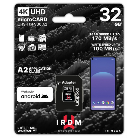 Memory card microSD IRDM 32GB UHS-I U3 A2 + adapter