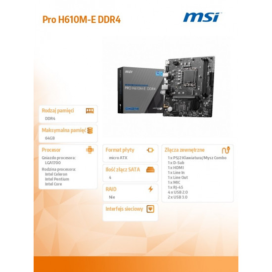 PRO H610M-E s1700 DDR4 HDMI M.2 mATX