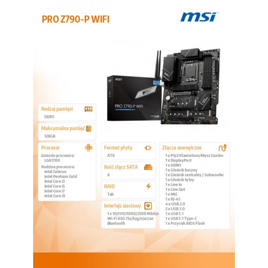 PRO Z790-P WIFI s1700 4DDR5 HDMI/DP ATX