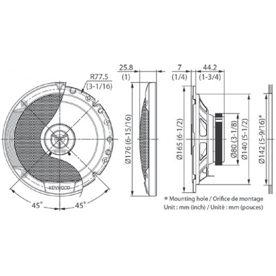 Kenwood KFC-S1766 car speaker Round 2-way 300 W 2 pc(s)