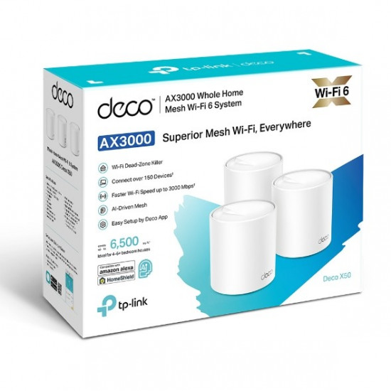 Whole Home Mesh WiFi 6 System Deco X50(3-pack ) AX3000