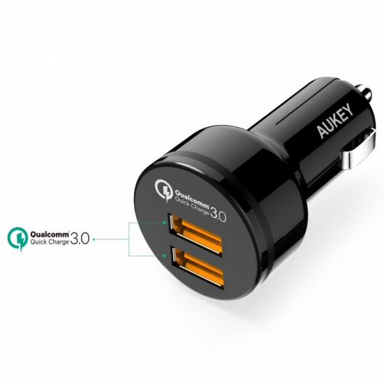 CC-T8 ultra-fast car charger 2xUSB 3.0 6A 36W + micro USB cable 1m