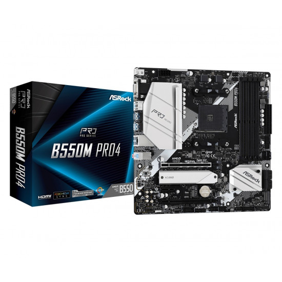 Motherboard B550M Pro4 AM4 4DDR4 HDMI/DP/D-SUB M.2 mATX