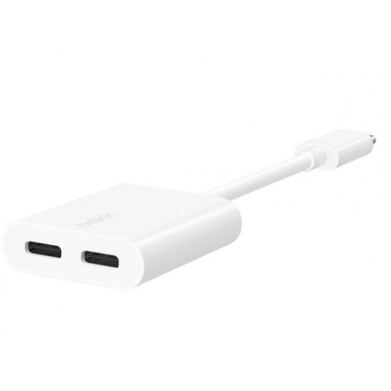 Adapter Dual USB-C Audio + Charge rockstar white