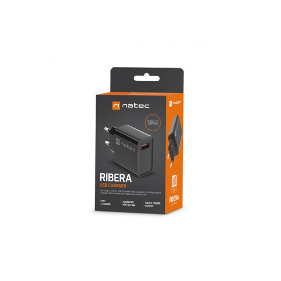 USB Charger Ribera 1x USB-A black