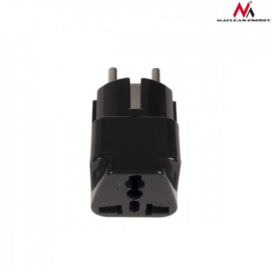 Adapter socket UK on EU plug universal Maclean MCE155 black