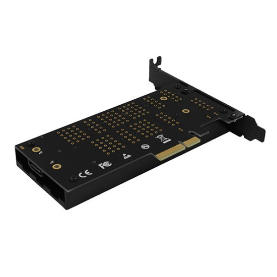PCEM2-DC PCI-E 3.0 4x - DUAL M.2 SSD (NVMe + SATA), dual voltage, up to 110mm SSD, fan + heatsink