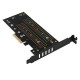 PCEM2-DC PCI-E 3.0 4x - DUAL M.2 SSD (NVMe + SATA), dual voltage, up to 110mm SSD, fan + heatsink