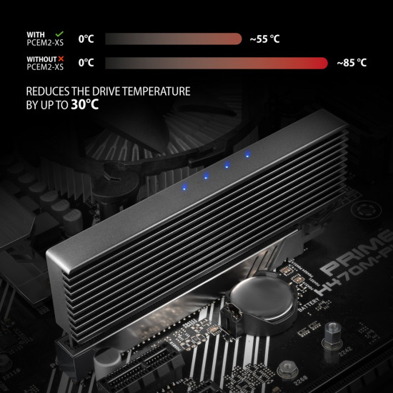 PCEM2-XS adapter intern al x16 M.2 heatsink NVM