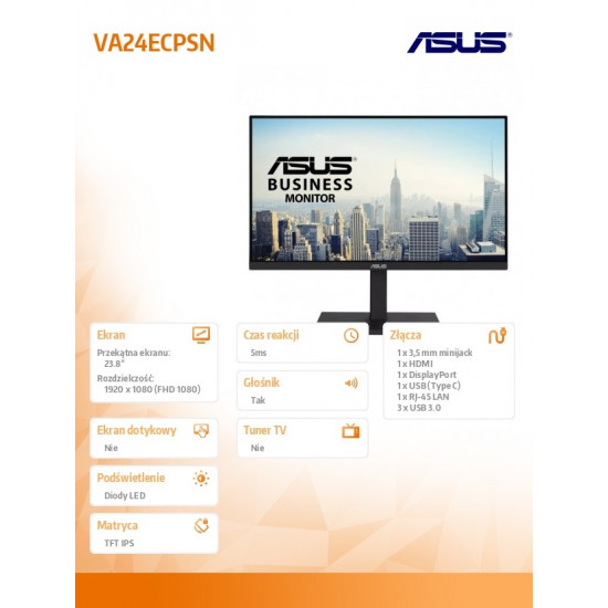 Monitor 23,8 inches VA24ECPSN IPS HDMI DP USB-C 3xUSB3.0 PIVOT