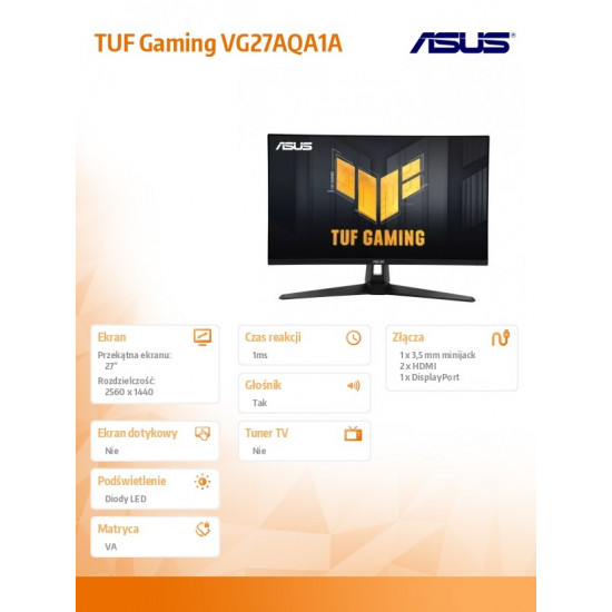 Monitor 27 inches TUF Gaming VG27AQA1A 170Hz 2xHDMI DP SPEAKER