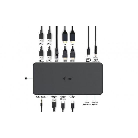 i-tec USB-C/3.0/T3 Dual 4K DDS Gen.2 + PD 100W