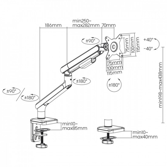 Monitor desk mount Ergo Office ER-751