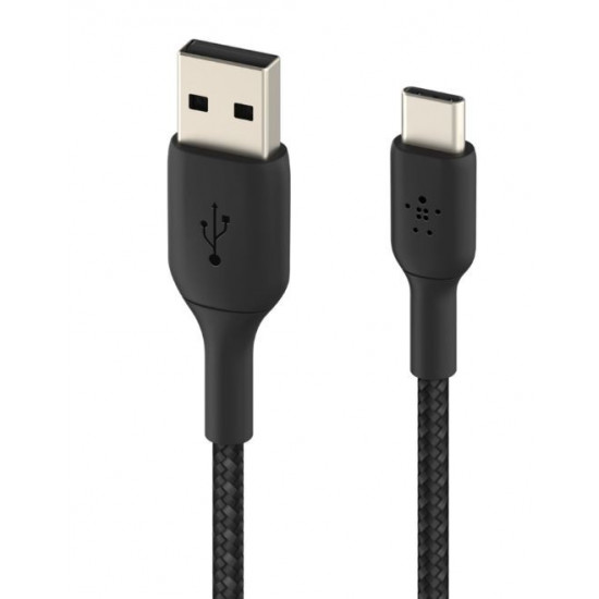 Cable braided USB-C USB-A 15cm Black