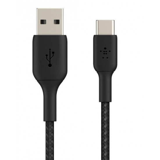 Cable braided USB-C USB-A 15cm Black