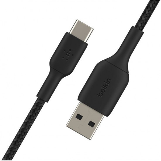 Cable braided USB-C USB-A 15cm Black