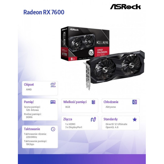 Graphic card Radeon RX 7600 Challenger 8G OC GDDR6 128bit