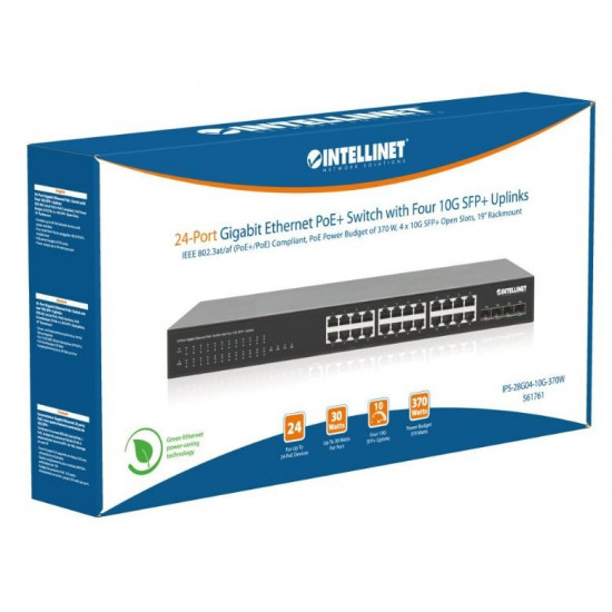 Switch Gigabit 24x RJ45 PoE+, 4x SFP+ 10G Uplink