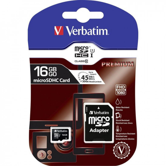 Micro SDHC 16GB Class10 UHS-I + Adapter