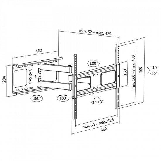 Wall / LCD holder 37-70, max. 50kg