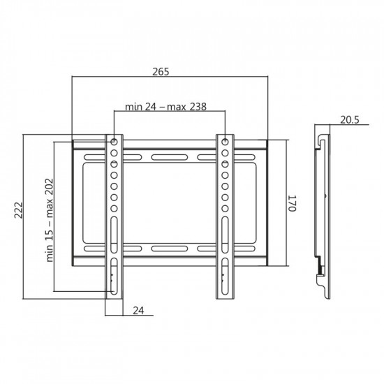 TV wall mount, fix, 23-42, max. 35kg