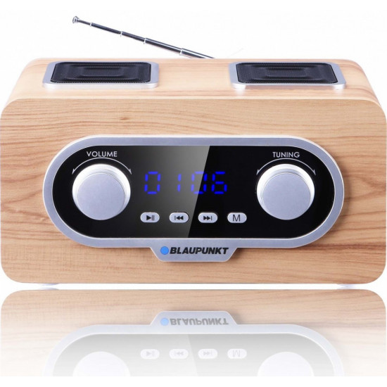 Portable radio FM PLL SD/USB/AUX with battery and clock