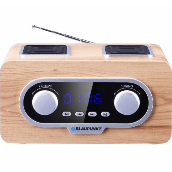 Portable radio FM PLL SD/USB/AUX with battery and clock