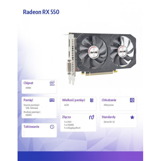 Graphic card Radeon RX 550 4GB GDDR5