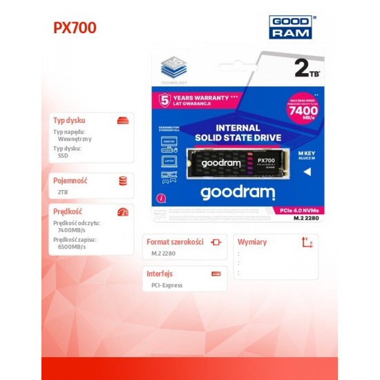 SSD PX700 2TB M.2 PCIe 2280 4x4 7400/6500MB/s