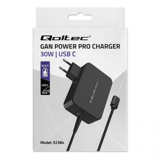 GaN POWER PRO charger 1xUSB C, 30W, 5 20V