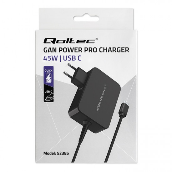 GaN POWER PRO charger 1xUSB C, 45W, 5-20V