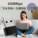 Mini wireless USB Wi Fi adapter, 650Mbps