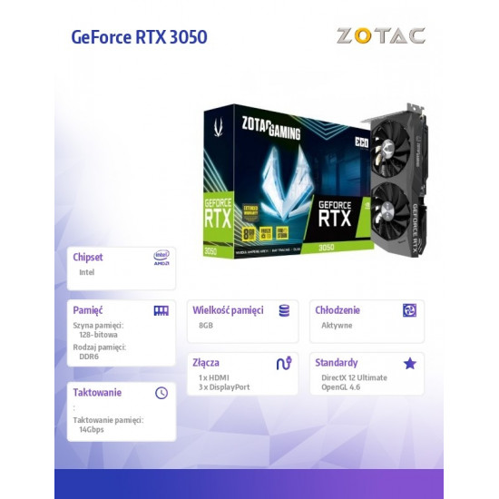 Graphics card GeForce RTX 3050 ECO 8GB GDDR6 128bit 3DP/HDMI