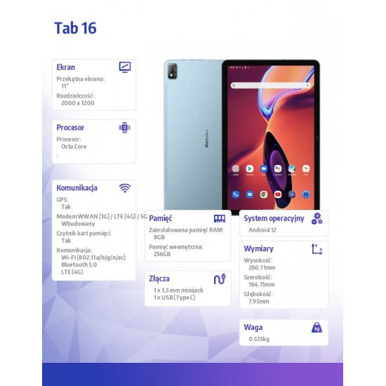 Tablet TAB16 11 inches 8/256 blue