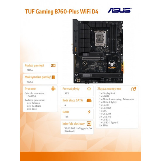 TUF GAMING B760-PLUS WIFI D4 s1700 4DDR4 ATX