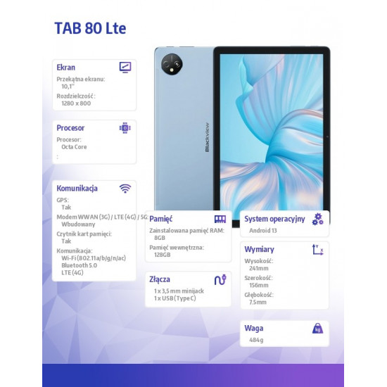 Tablet TAB 80 LTE 8/128 blue